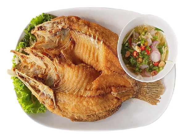 ปลานิลทอด+น้ำจิ้มซีฟู๊ด